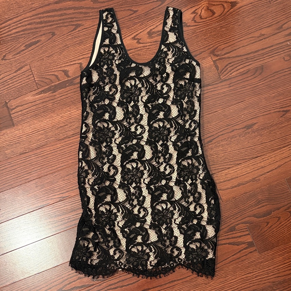 Wilfred Black Lace Overlay with Nude Lining Dress